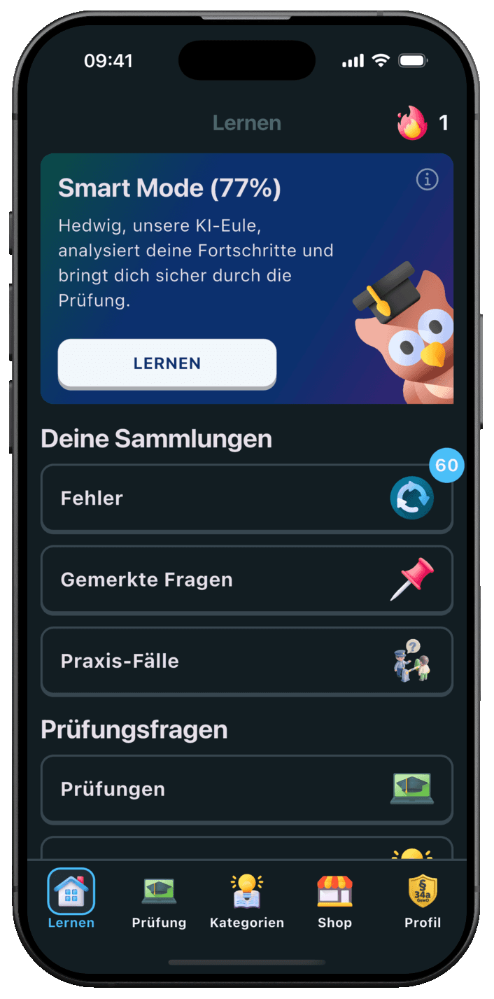 Die App auf dem Smartphone: Lernbereich mit Smart Mode